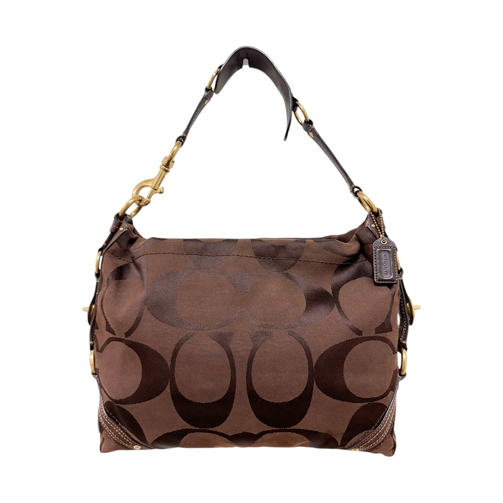 Vintage Coach Slim Carly Signature Jacquard Brown Shoulder Bag 11648P